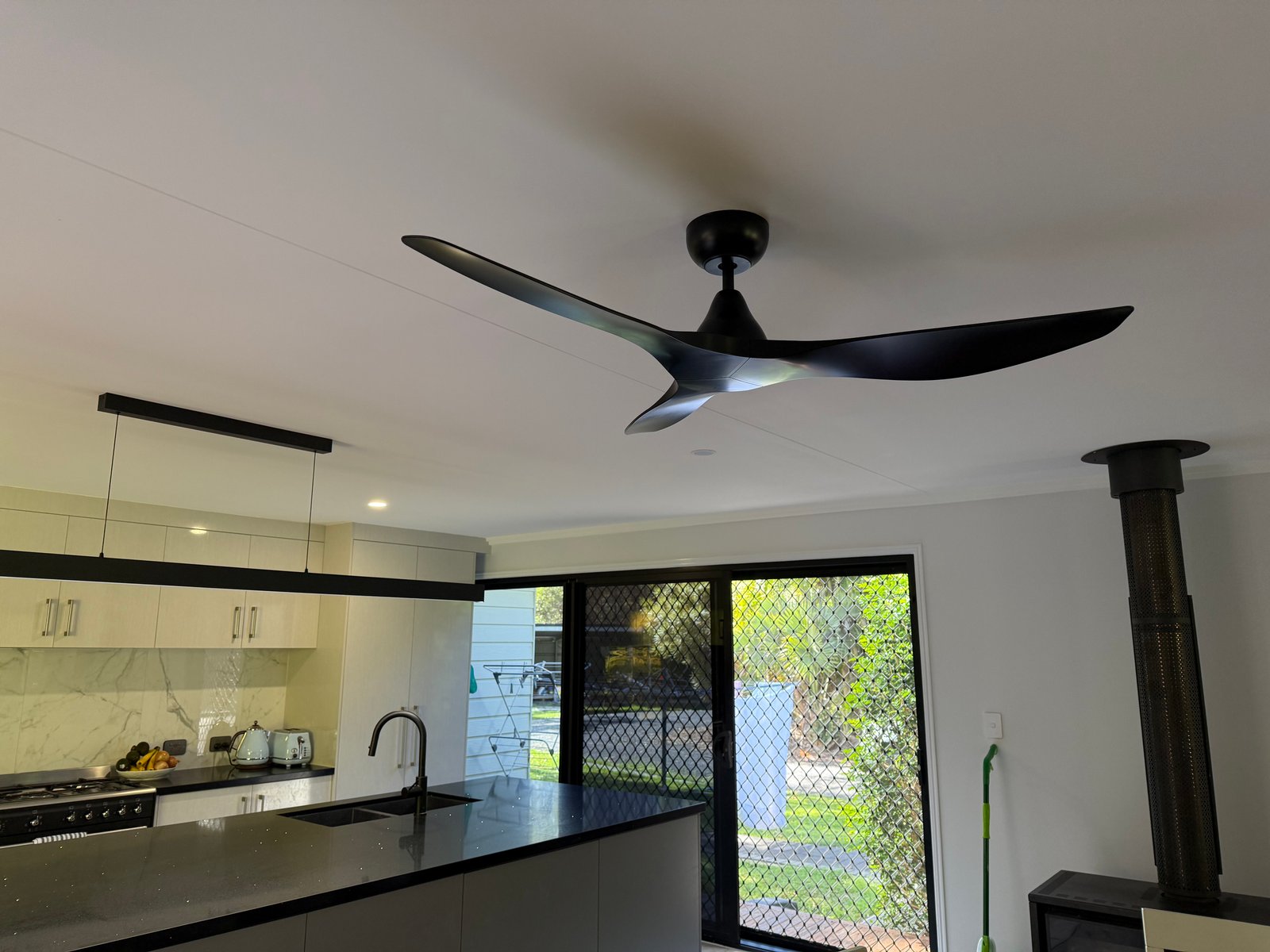 Modern ceiling fan installation