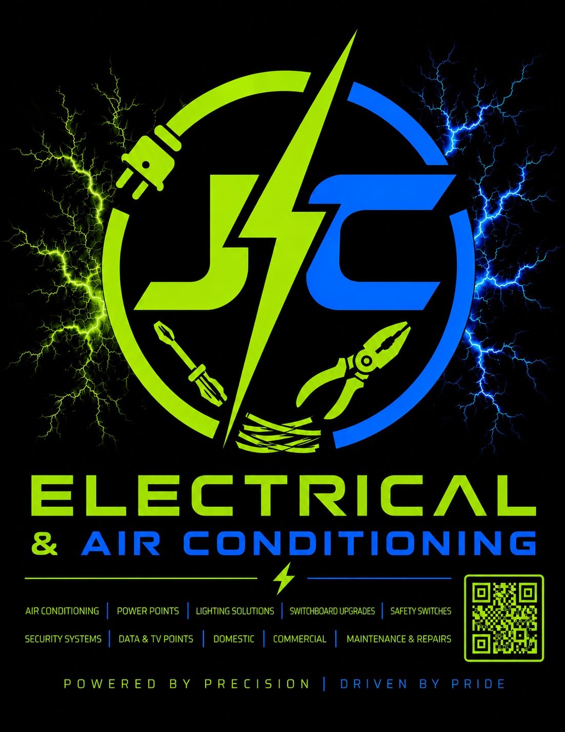 JC Electrical & Air Conditioning branding artwork